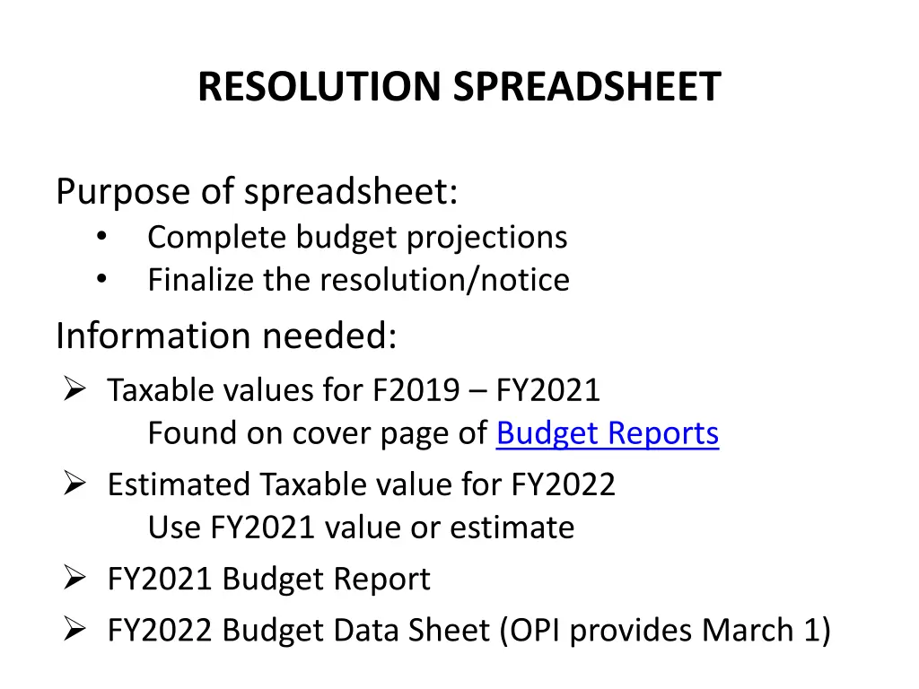 resolution spreadsheet