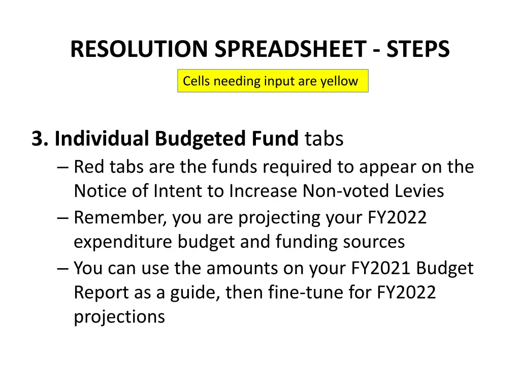 resolution spreadsheet steps 1