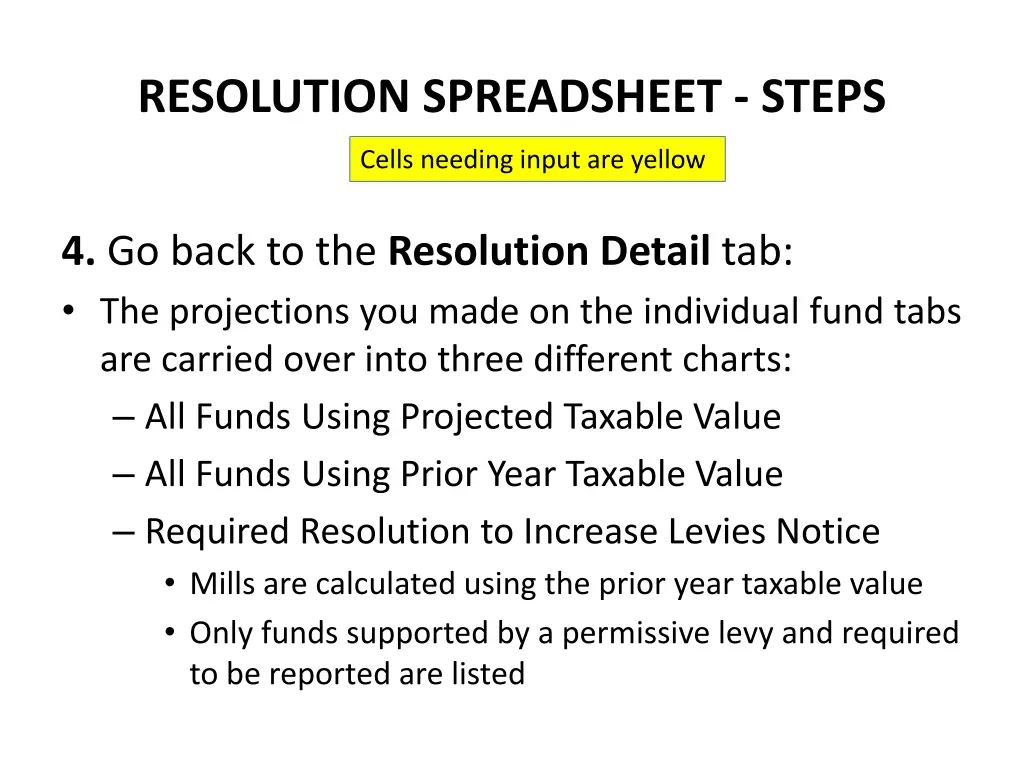 resolution spreadsheet steps 2