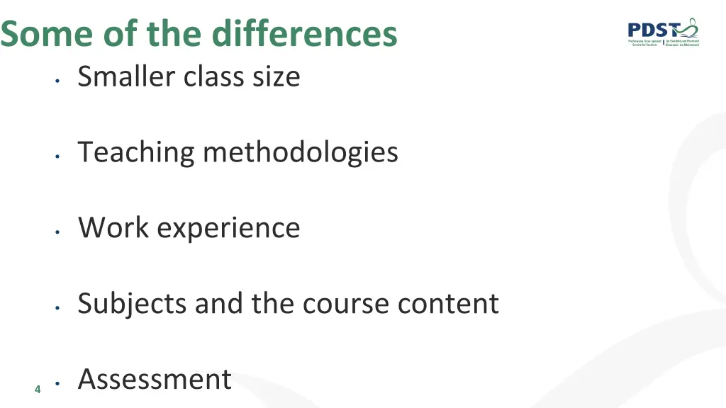 some of the differences smaller class size