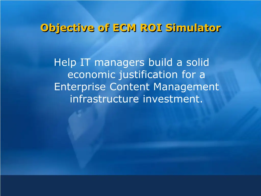 objective of ecm roi simulator