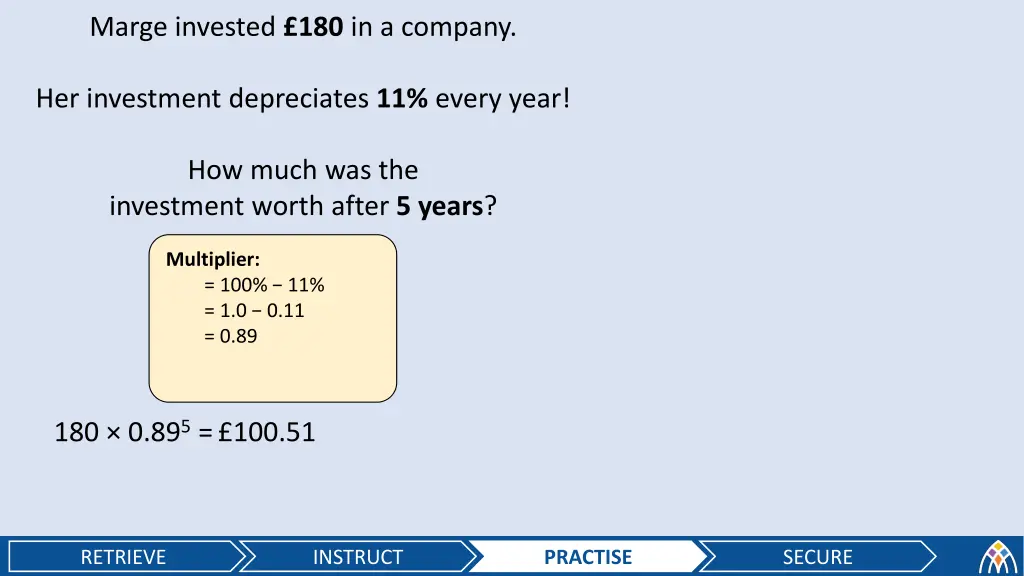 marge invested 180 in a company