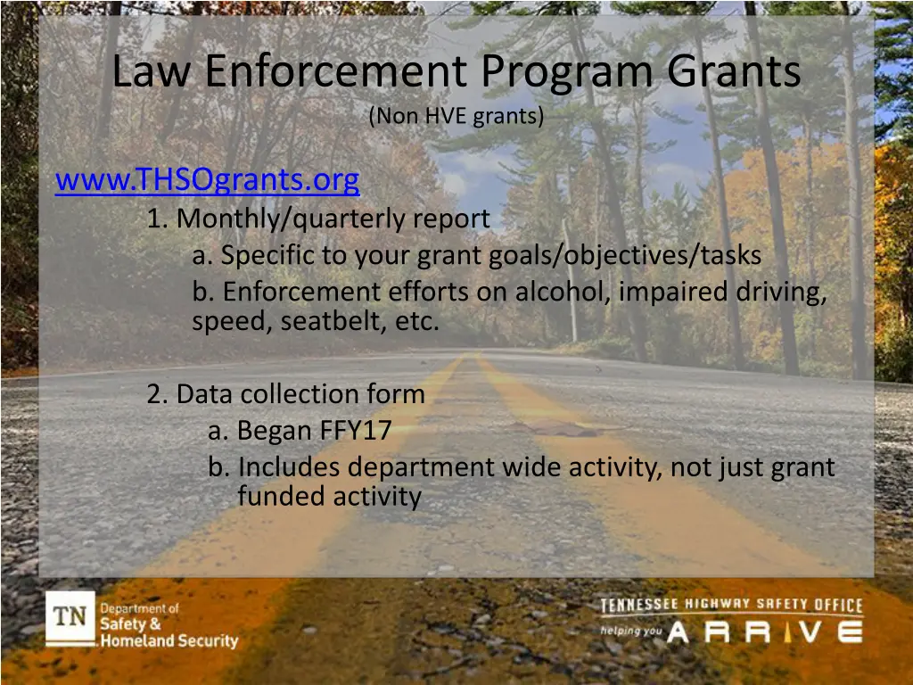 law enforcement program grants non hve grants