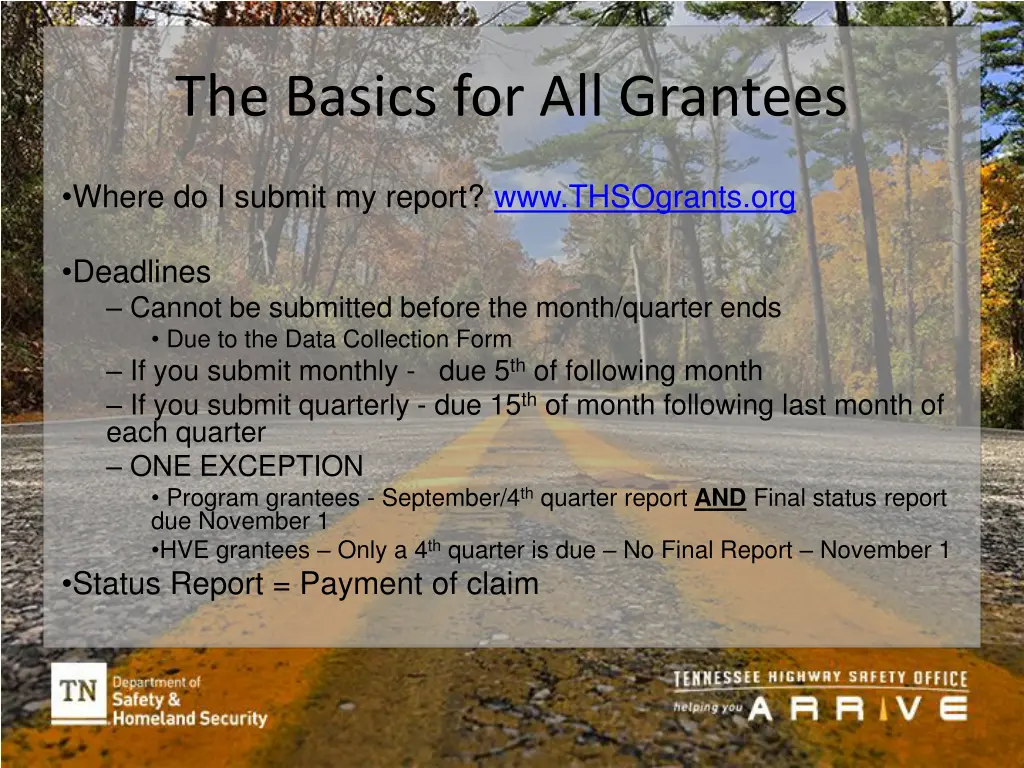 the basics for all grantees