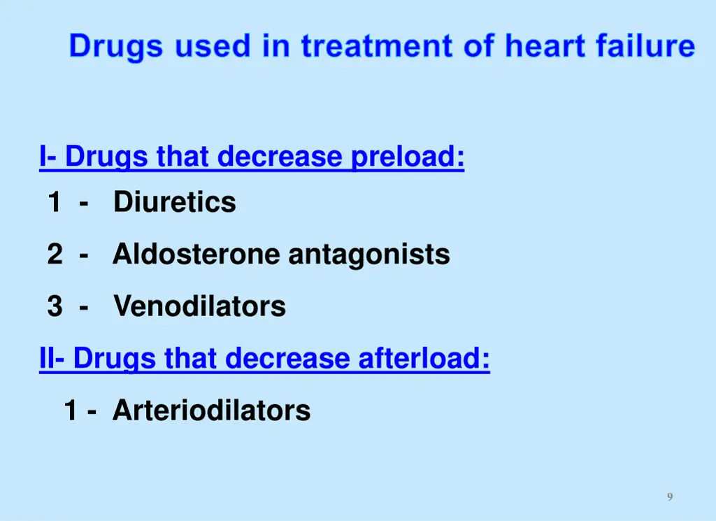 drugs used in treatment of heart failure