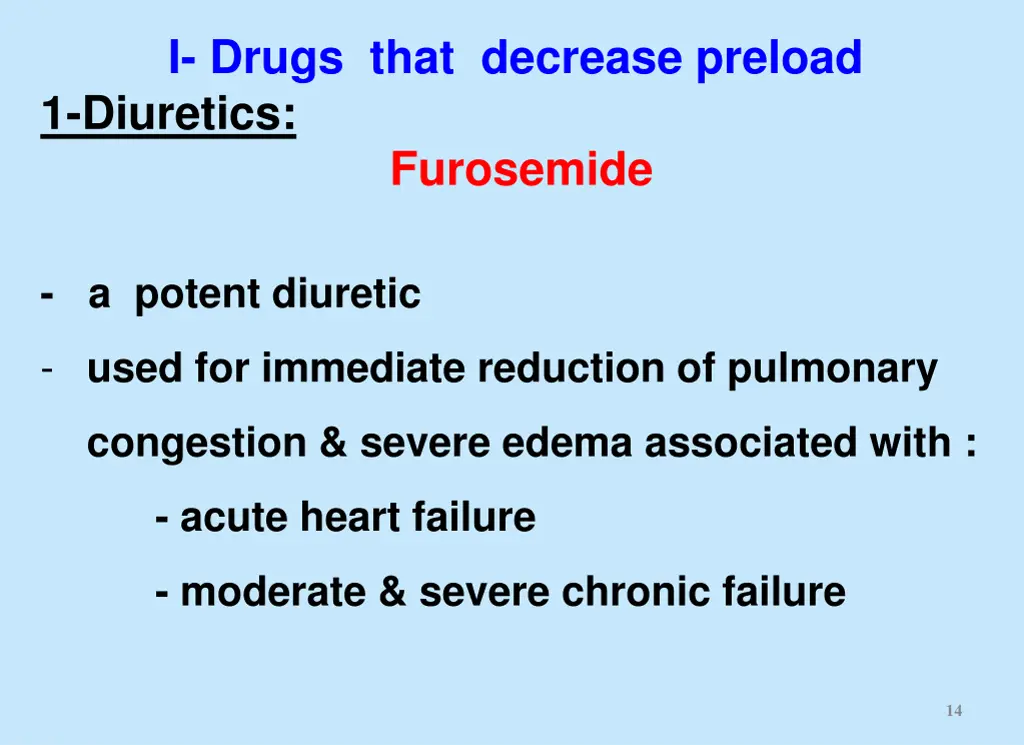 i drugs that decrease preload 1 diuretics 1