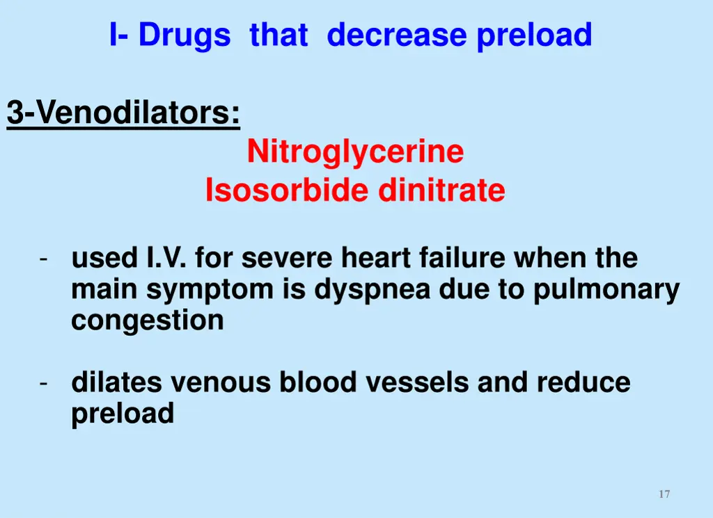 i drugs that decrease preload 2