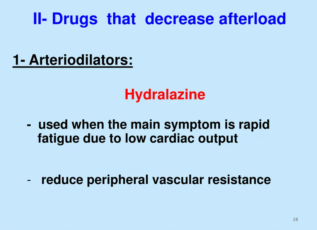 ii drugs that decrease afterload