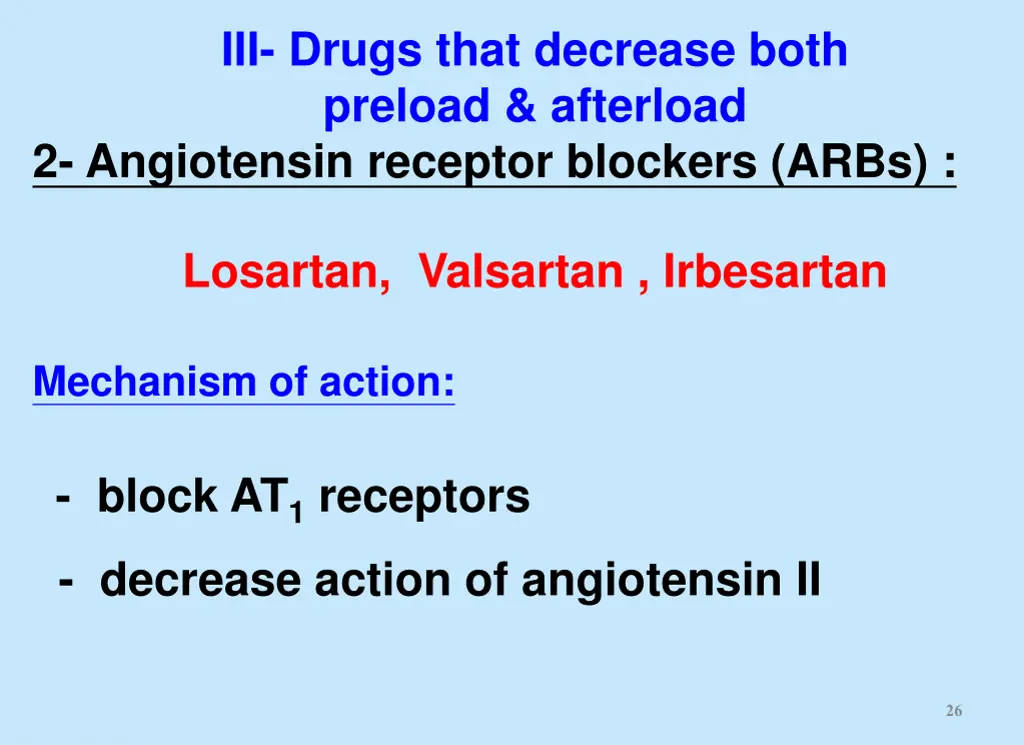 iii drugs that decrease both preload afterload 1