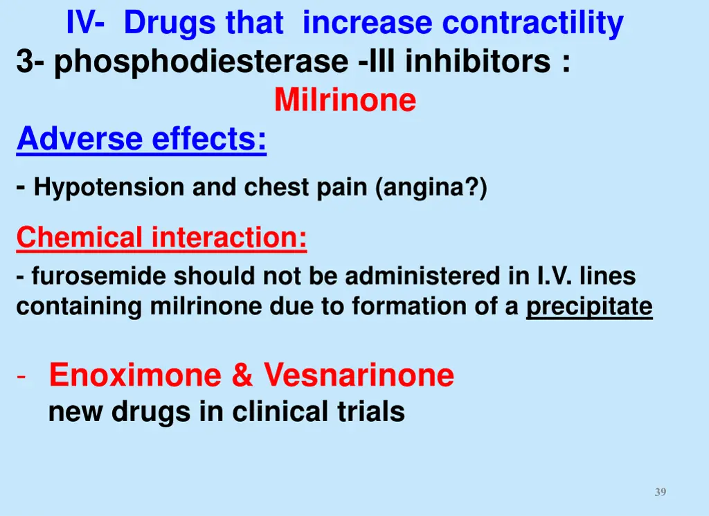 iv drugs that increase contractility 5