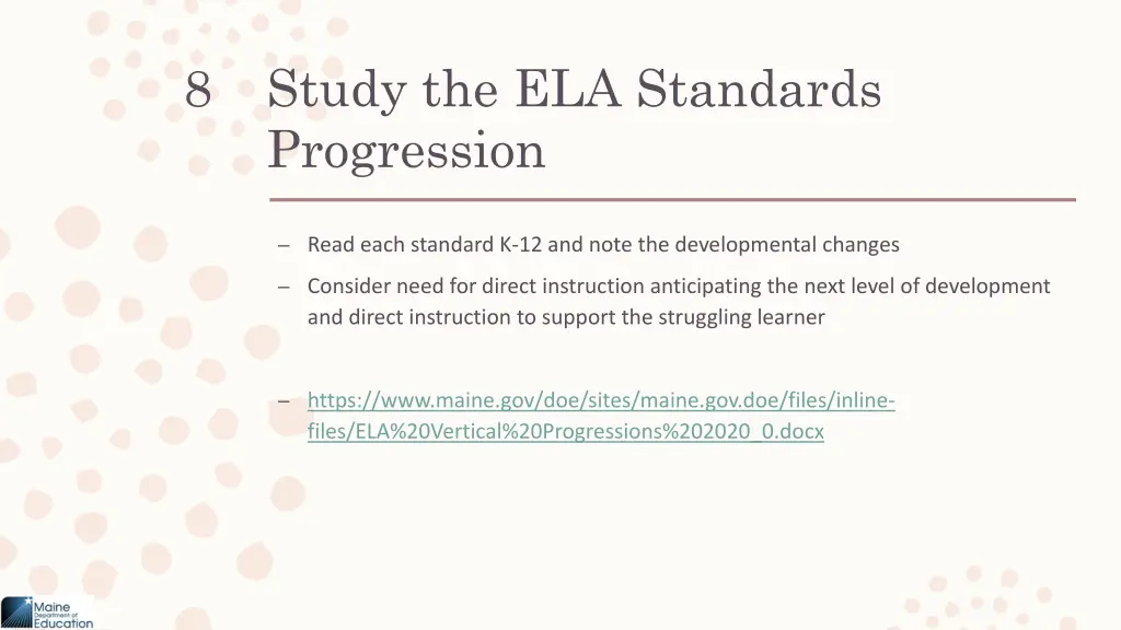 study the ela standards progression