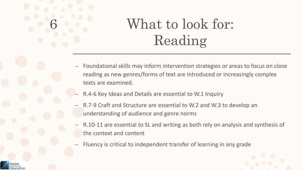 what to look for reading