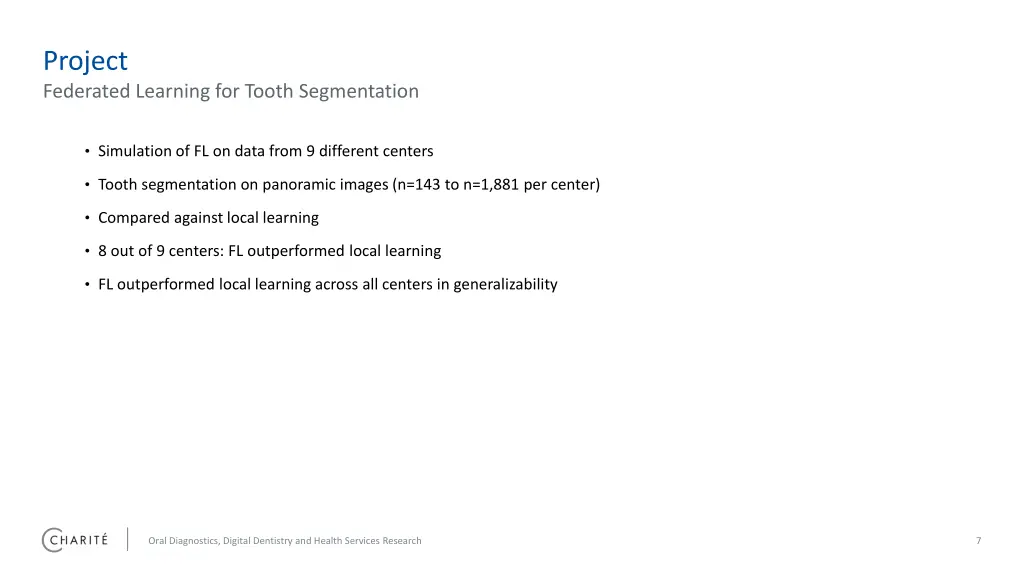 project federated learning for tooth segmentation