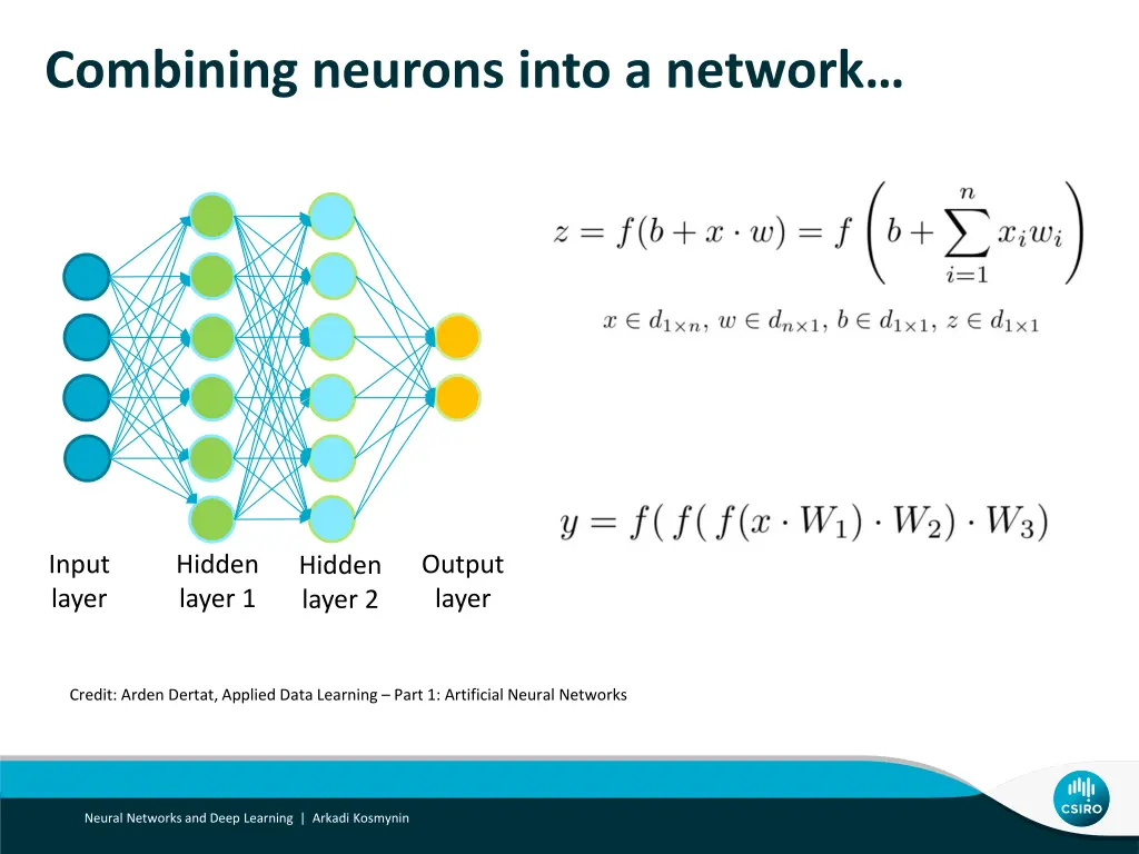 combining neurons into a network