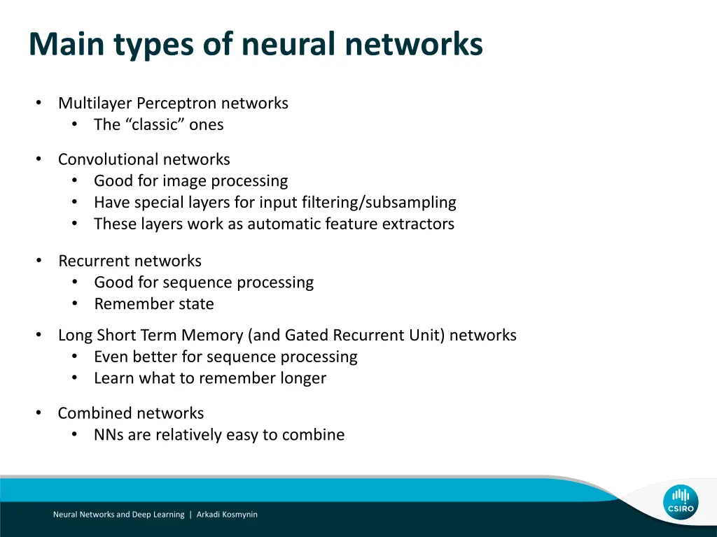 main types of neural networks