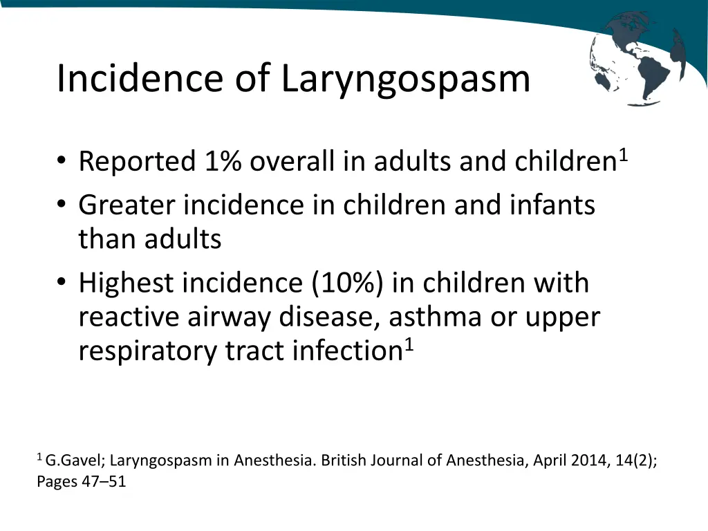 incidence of laryngospasm