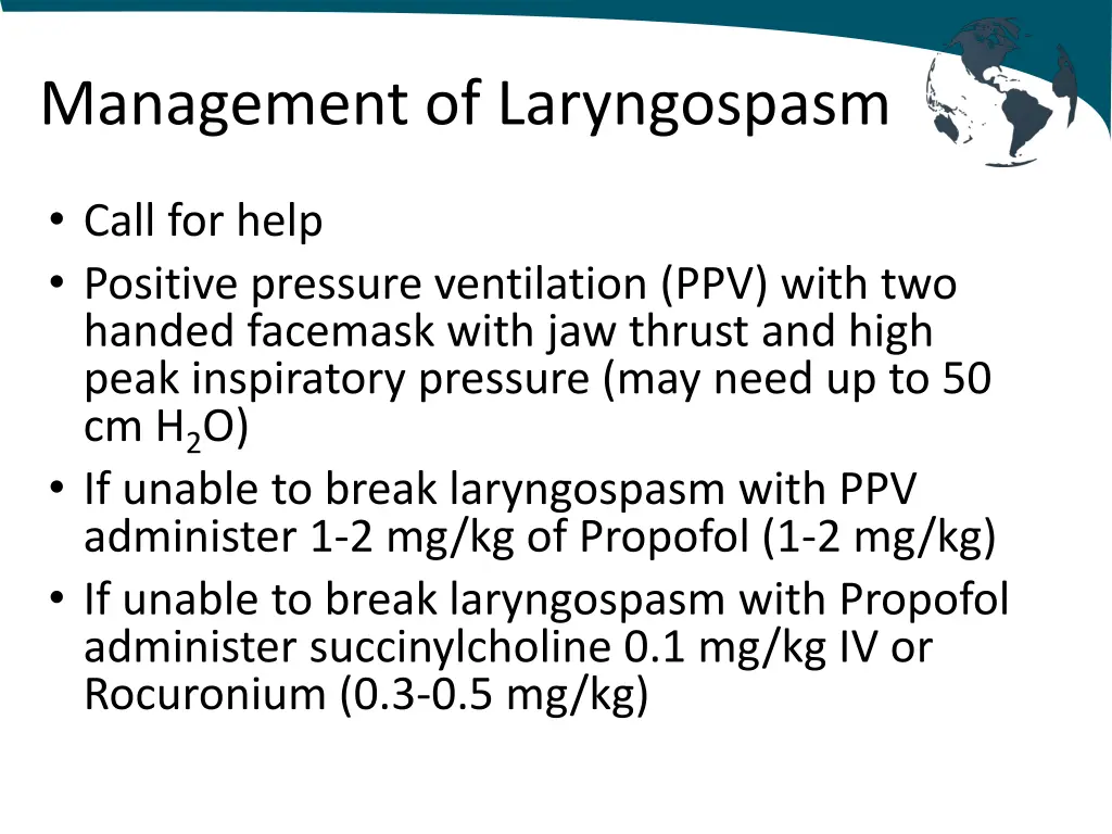 management of laryngospasm