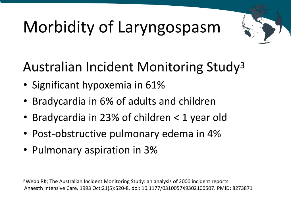 morbidity of laryngospasm