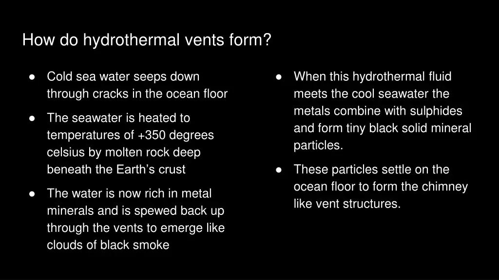 how do hydrothermal vents form