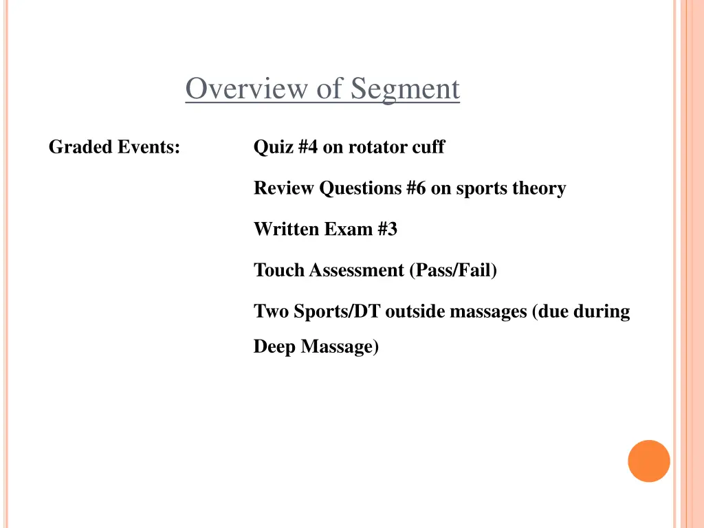 overview of segment 1