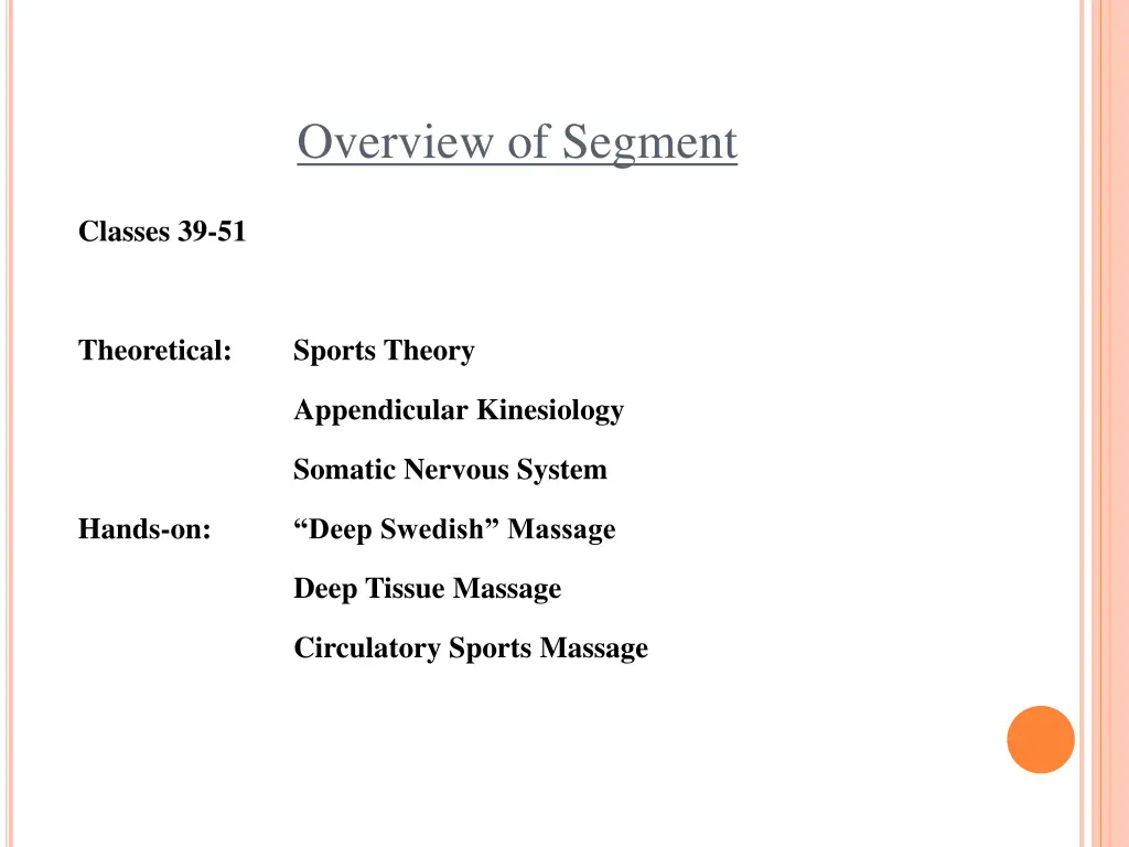 overview of segment