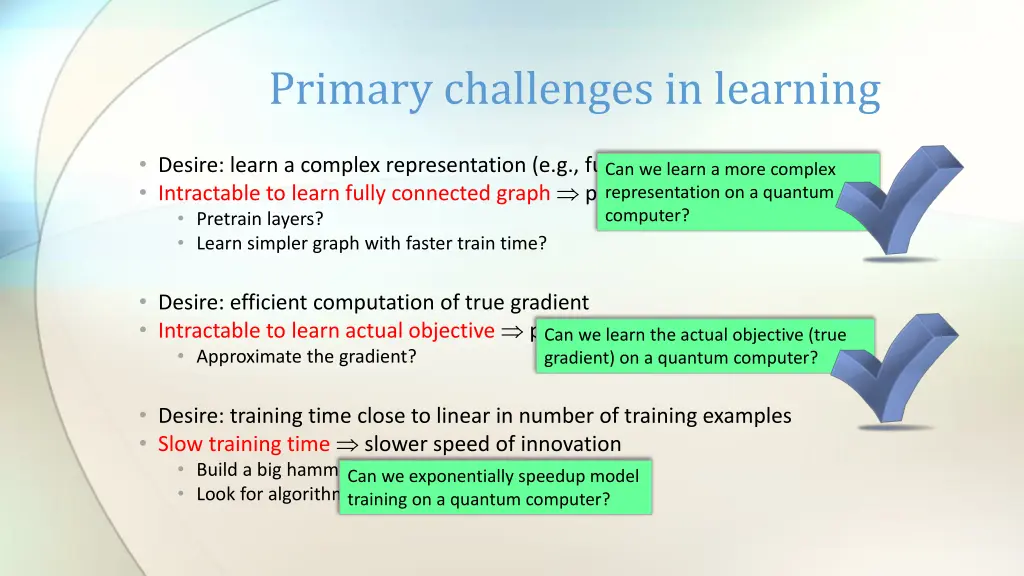 primary challenges in learning