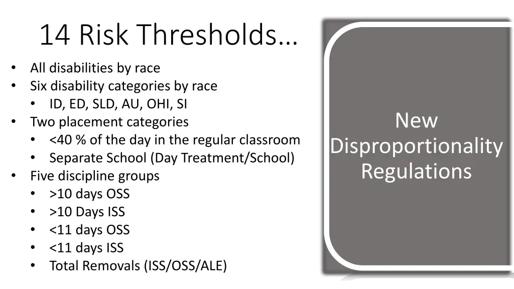 14 risk thresholds