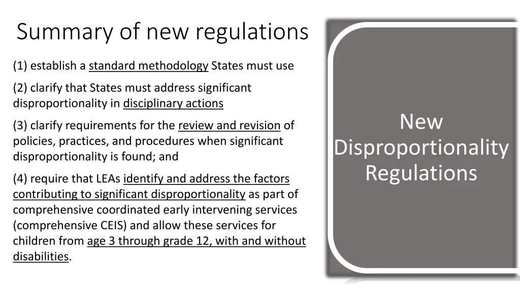 summary of new regulations