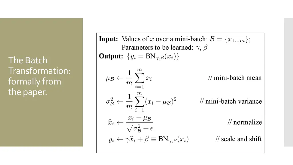 the batch transformation formally from the paper