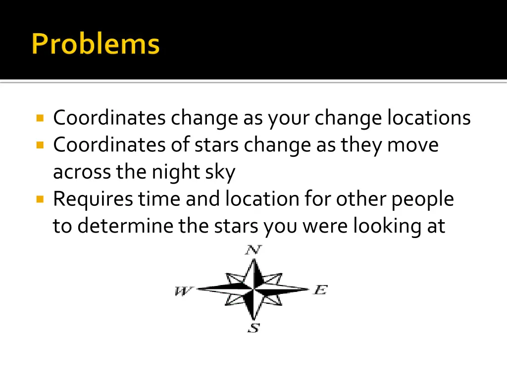 coordinates change as your change locations