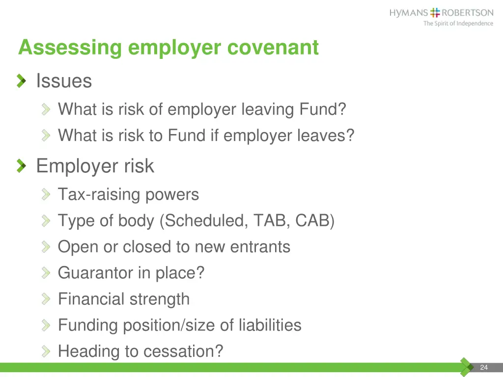 assessing employer covenant issues what is risk