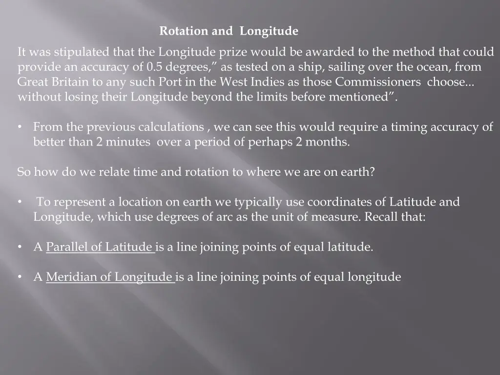 rotation and longitude