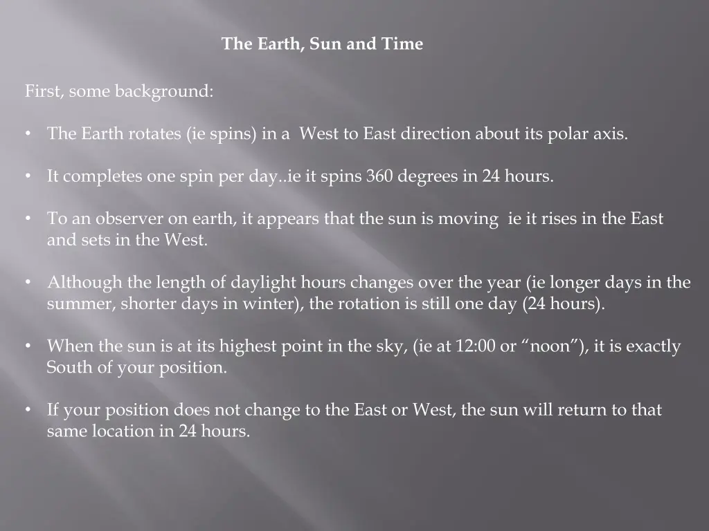 the earth sun and time