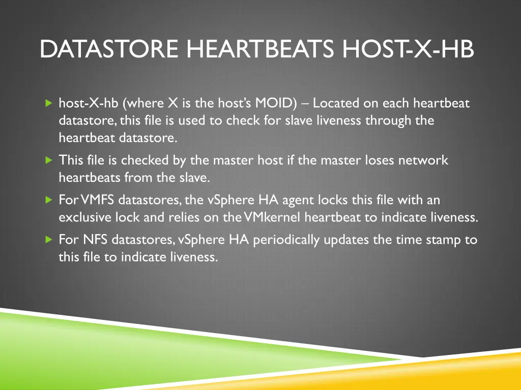 datastore heartbeats host x hb