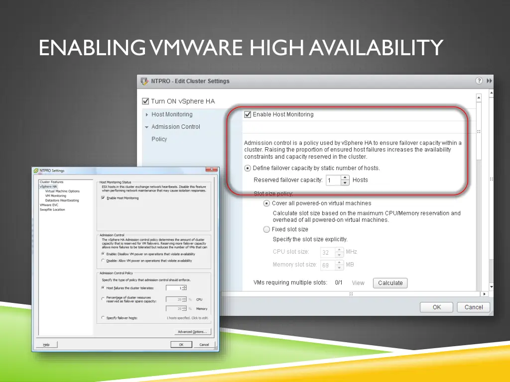 enabling vmware high availability