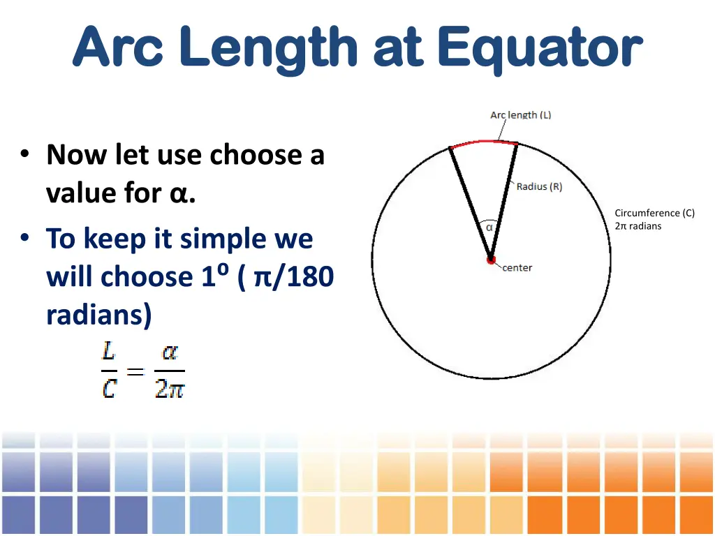 arc length at equator arc length at equator 1