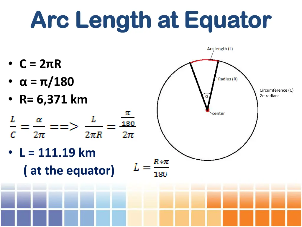 arc length at equator arc length at equator 2