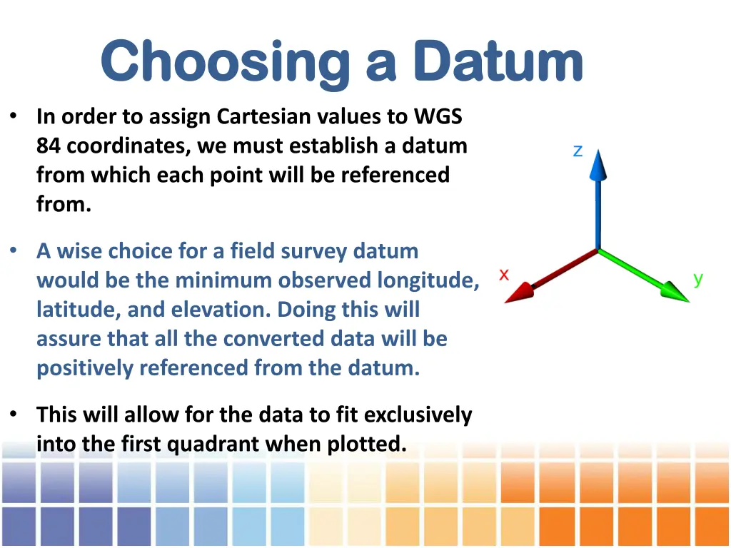 choosing a datum choosing a datum in order