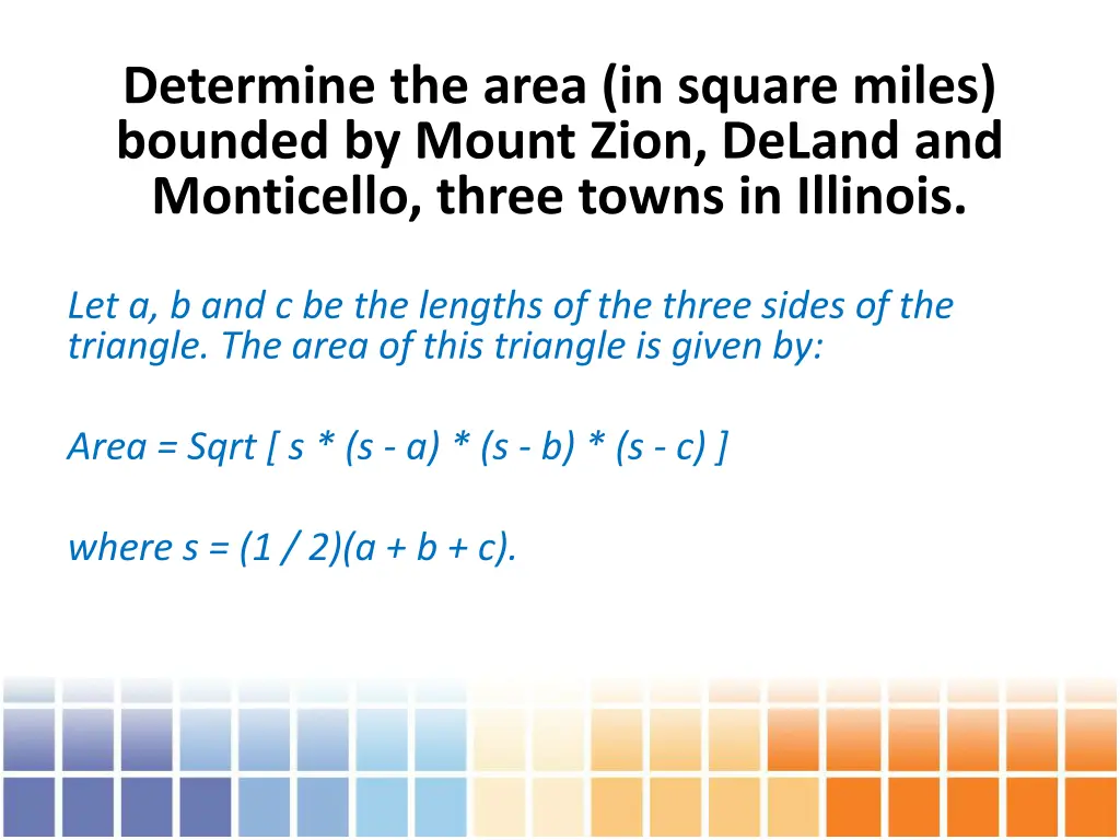 determine the area in square miles bounded