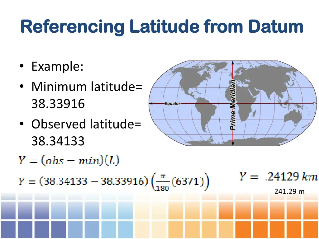 referencing latitude from datum referencing