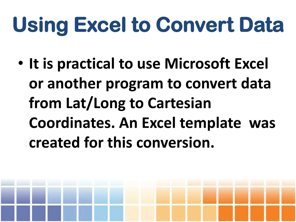 using excel to convert data using excel