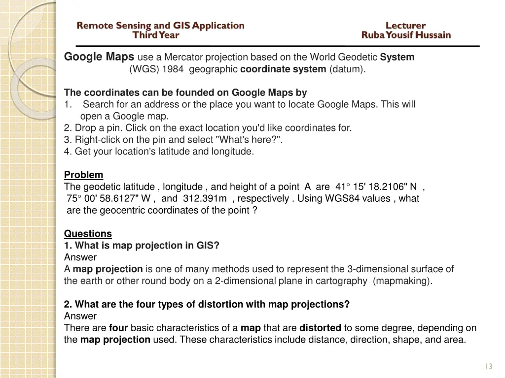 remote sensing and gis application lecturer third 11