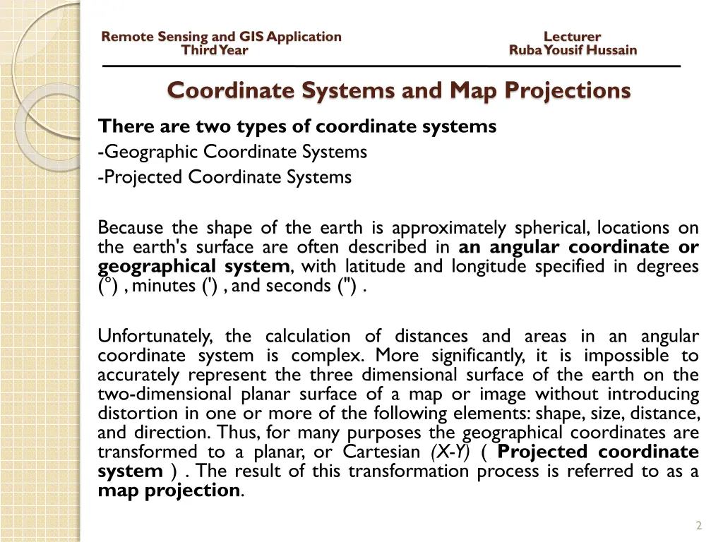 remote sensing and gis application lecturer third