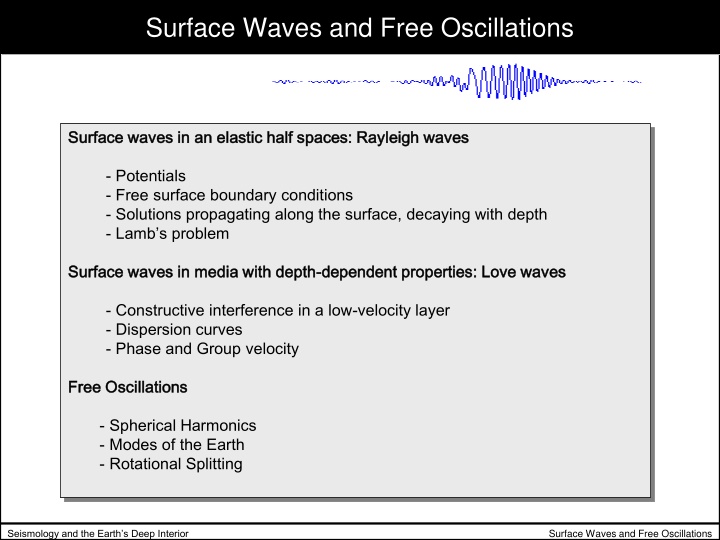 surface waves and free oscillations