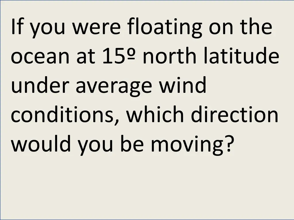 if you were floating on the ocean at 15 north