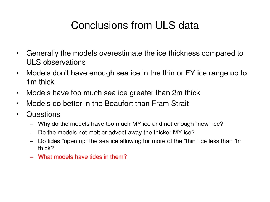 conclusions from uls data