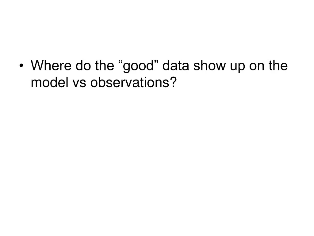 where do the good data show up on the model