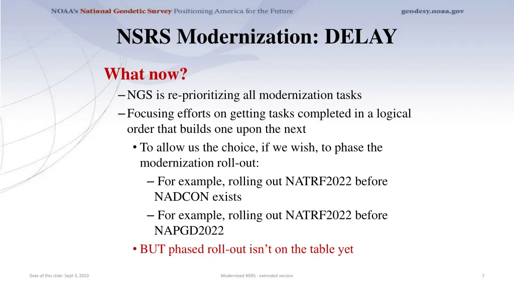 nsrs modernization delay 2