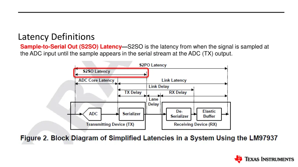 latency definitions sample to serial out s2so