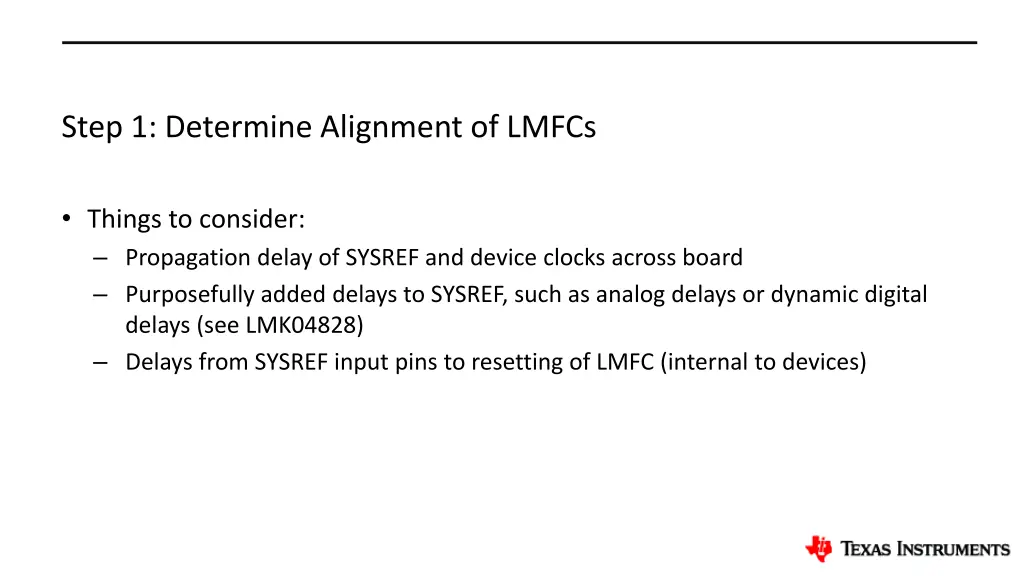 step 1 determine alignment of lmfcs